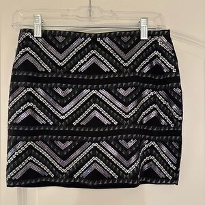 EXPRESS - Black and Silver Mini Skirt with Sequins